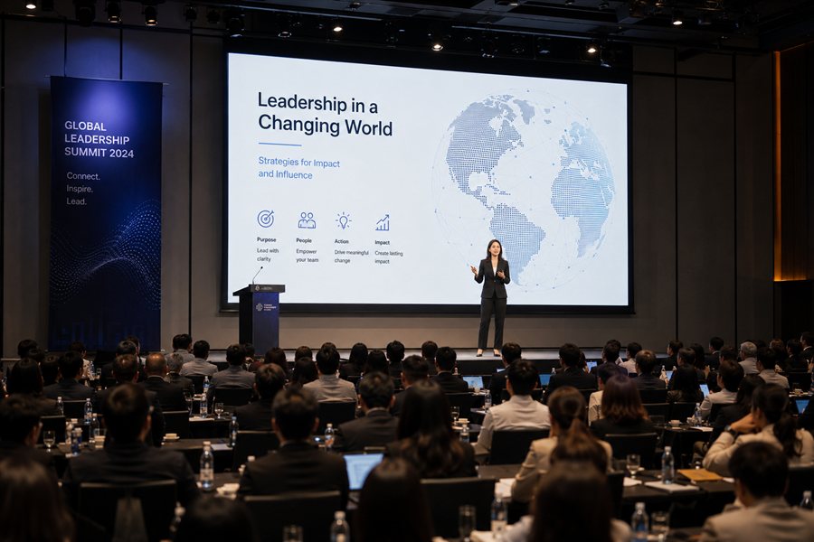 Keynote speaker at a global leadership summit